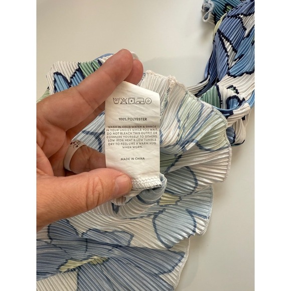 PEPPERMAYO Floral‎ Pleated Shirt Button Front Long Sleeve Women's Top - Picture 11 of 11